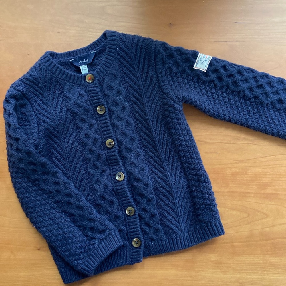 Joules navy cable knit cardigan 18-24m